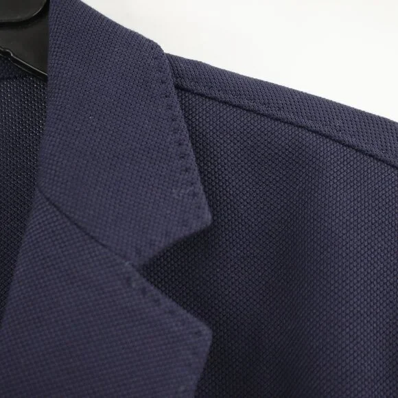 NWT Quince sport coat Mens medium Cotton Pique Knit Blazer Navy patch pockets